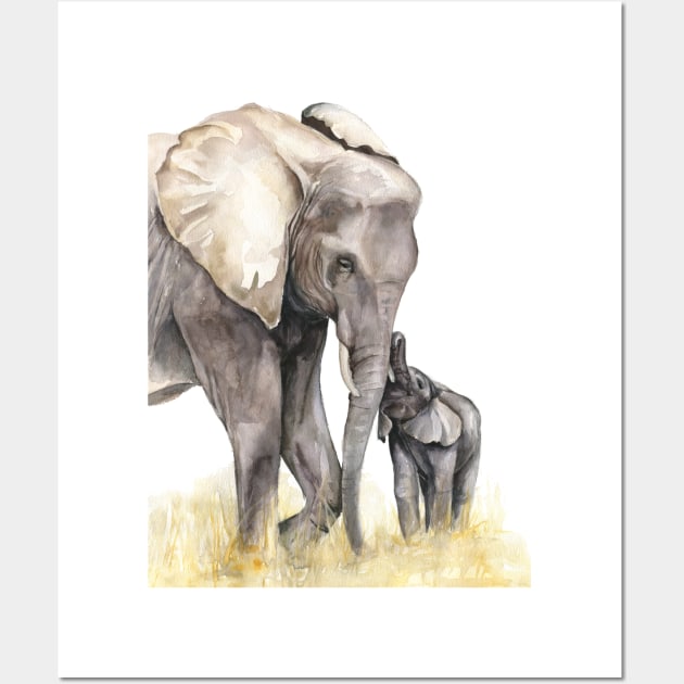 Elephants Wall Art by Kira Balan